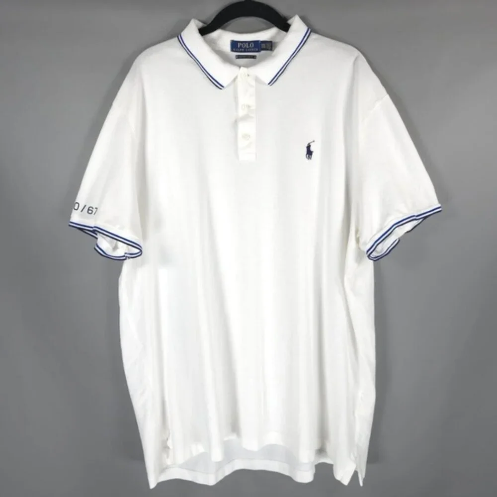 POLO RALPH LAUREN CUSTOM SLIM FIT POLO/67 Rubber Pony Logo Mesh Polo Shirt XXL